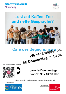 Café der Begegnungen - wir sind wieder da, ab Donnerstag, 3. September