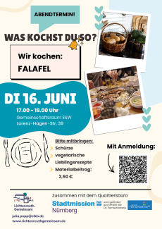 Wir kochen Falafel am 16.06.2026 ab 17 Uhr