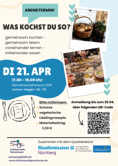 Kochen Dienstag, 21. April von 17 - 19 Uhr