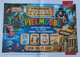 Spielmobbl am Wasserspielplatz in Lichtenreuth in den Sommerferien