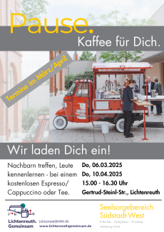 Pause. Kaffee für Dich! Neue Termine: 6. März und 10. April 2025